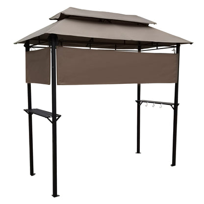 8x4ft Steel Grill Gazebo with Mushroom Canopy - Outdoor Shade Shelter