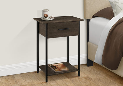24" Black Metal Accent Table with Storage Drawer