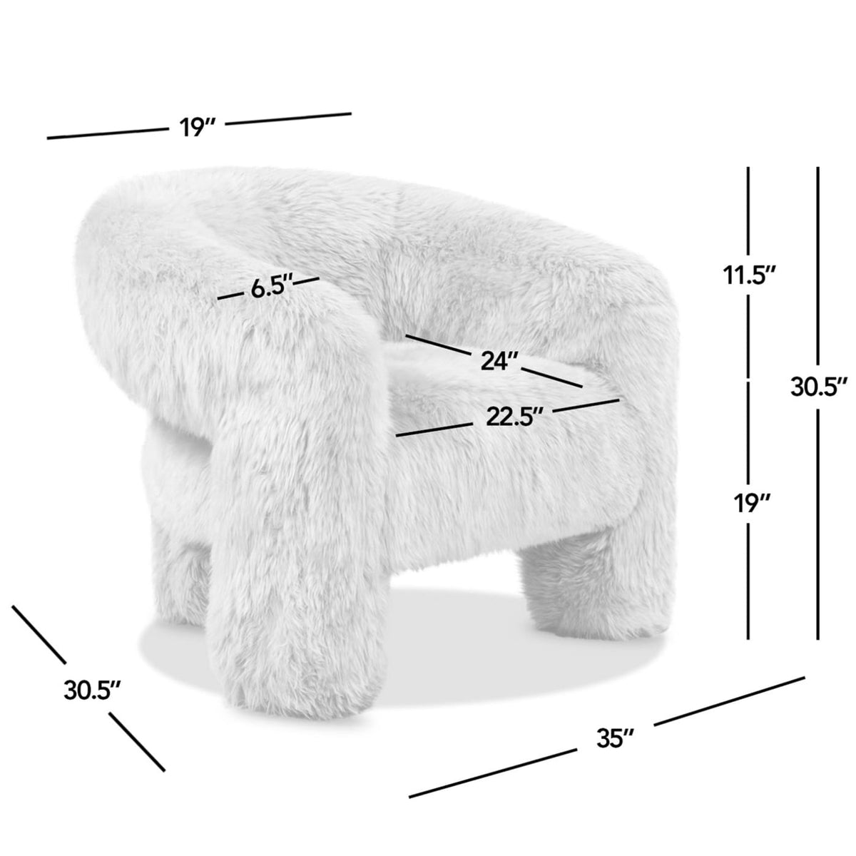 Avalon Sheepskin Accent Chair - Natural Blonde Fur, 35" for Living Room
