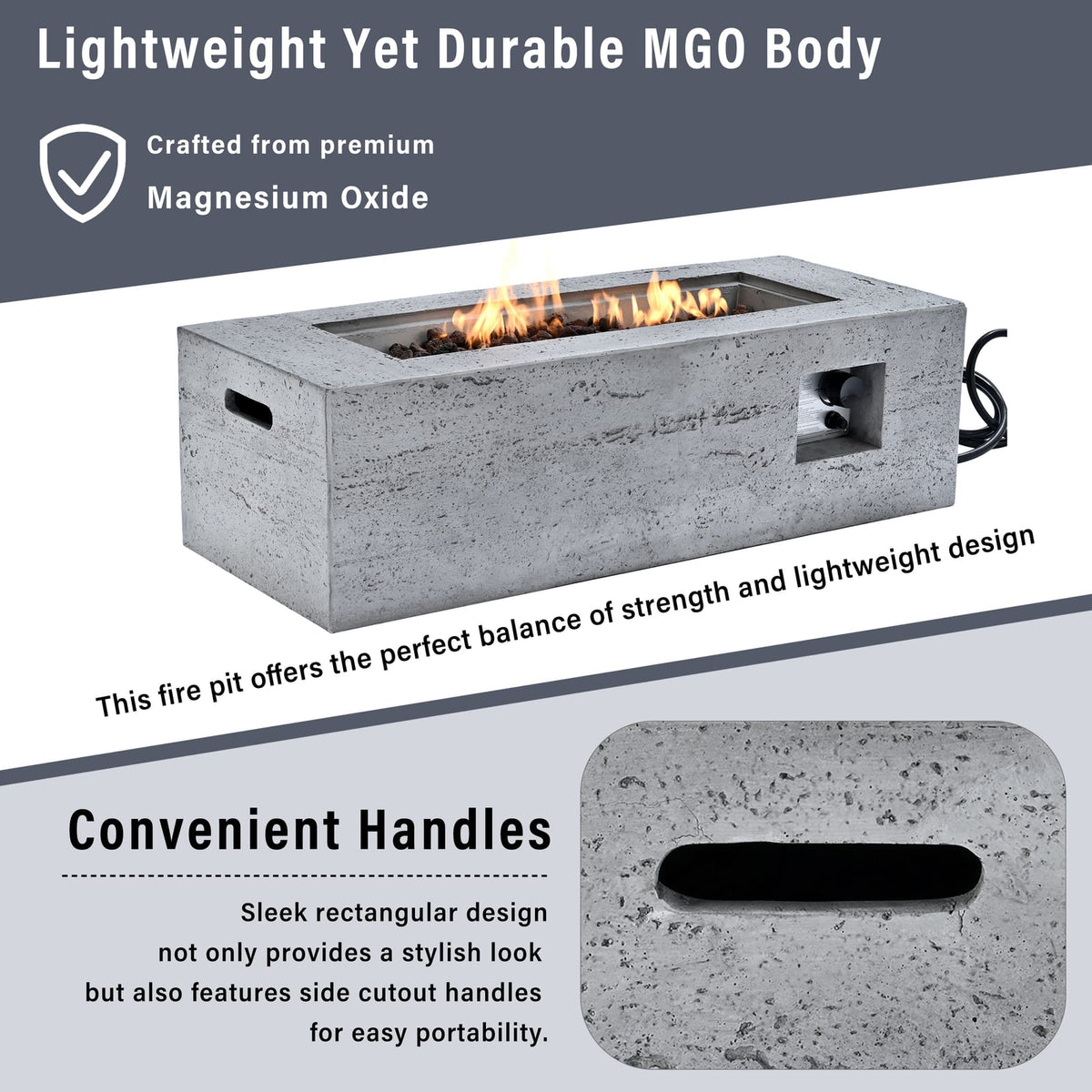 U-STYLE 2-in-1 Fire Pit & Tank Stand - Grey Magnesium Oxide for Outdoor