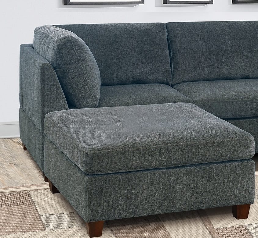 Gray Chenille Modular Sectional Living Room Couch Set