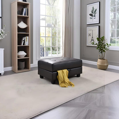 Cappuccino PU Ottoman - 37" Storage Footstool for Living Room