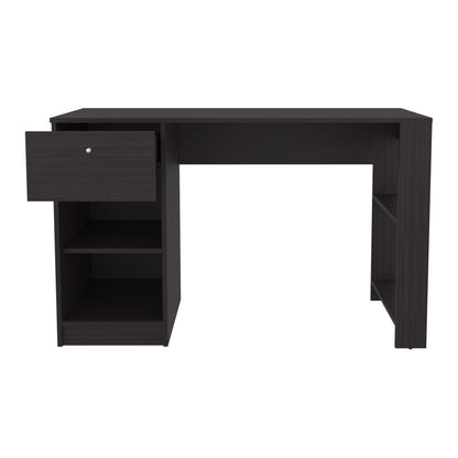 Black Computer Desk - 1 Drawer & 2 Shelves - Storage Workstation