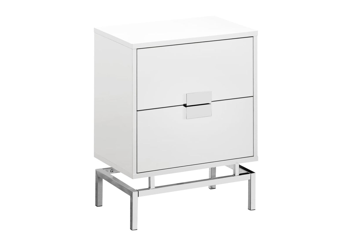 White MDF Nightstand Table with Storage Drawers