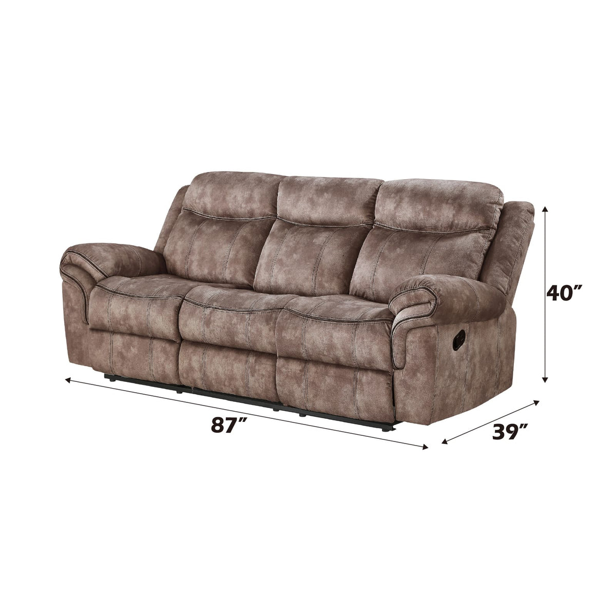 Chocolate Velvet Reclining Sofa - 2 Seat