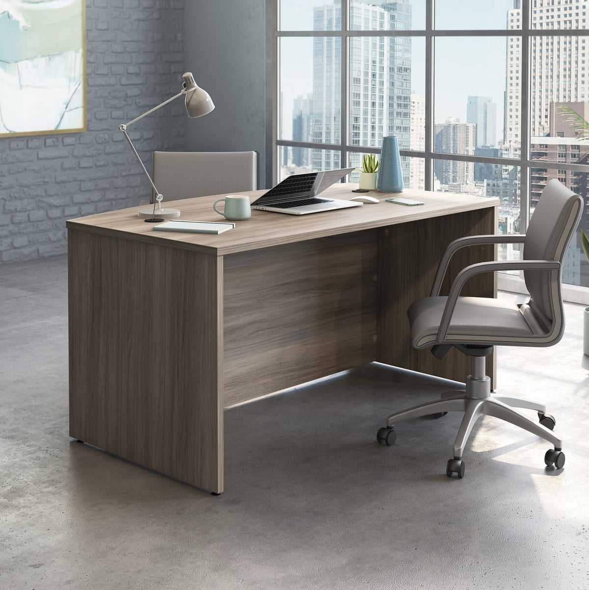 60" Brown Rectangular Executive Desk - Office Workspace