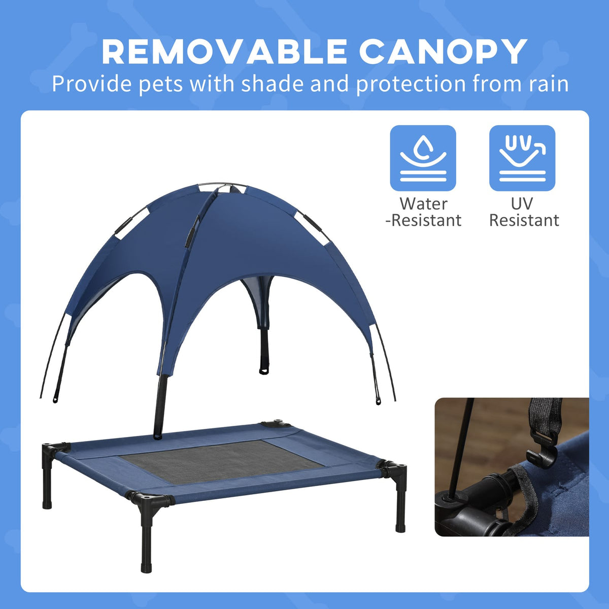 30 Inch Blue Metal Elevated Dog Cot - Portable Pet Bed