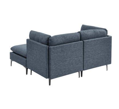 Dark Blue 3 Seat Linen Sectional Sofa