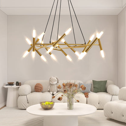 Gold Iron Chandelier Light Fixture 40.9" Dining Room Pendant Light