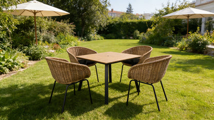 Yellow Iron Patio Table - 35" Square Outdoor Dining Table