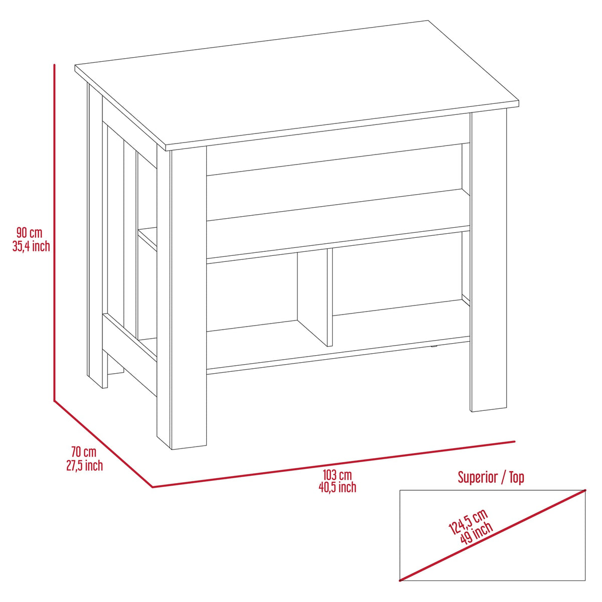 Multicolor Particle Board Kitchen Island Set for Meal Prep Storage for Dining Room