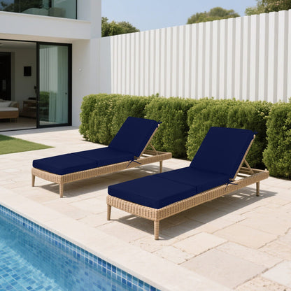 Navy Blue Outdoor Chaise Lounge Cushions - 71" Tri-Fold Replacement