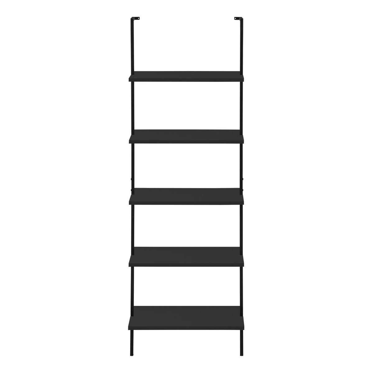 5-Tier Black Metal Bookshelf - 72" Tall Display Shelves
