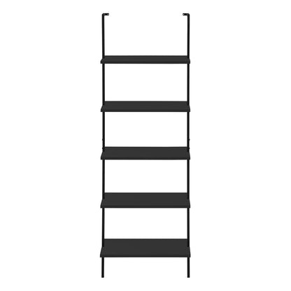 5-Tier Black Metal Bookshelf - 72" Tall Display Shelves