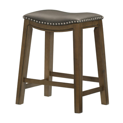 Brown Gray Counter Height Stool - 26 Inch Wood Seat