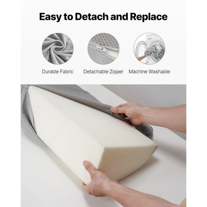Bed Gap Filler - 72" Gray PVC Wedge Pillow for Headboard Gaps