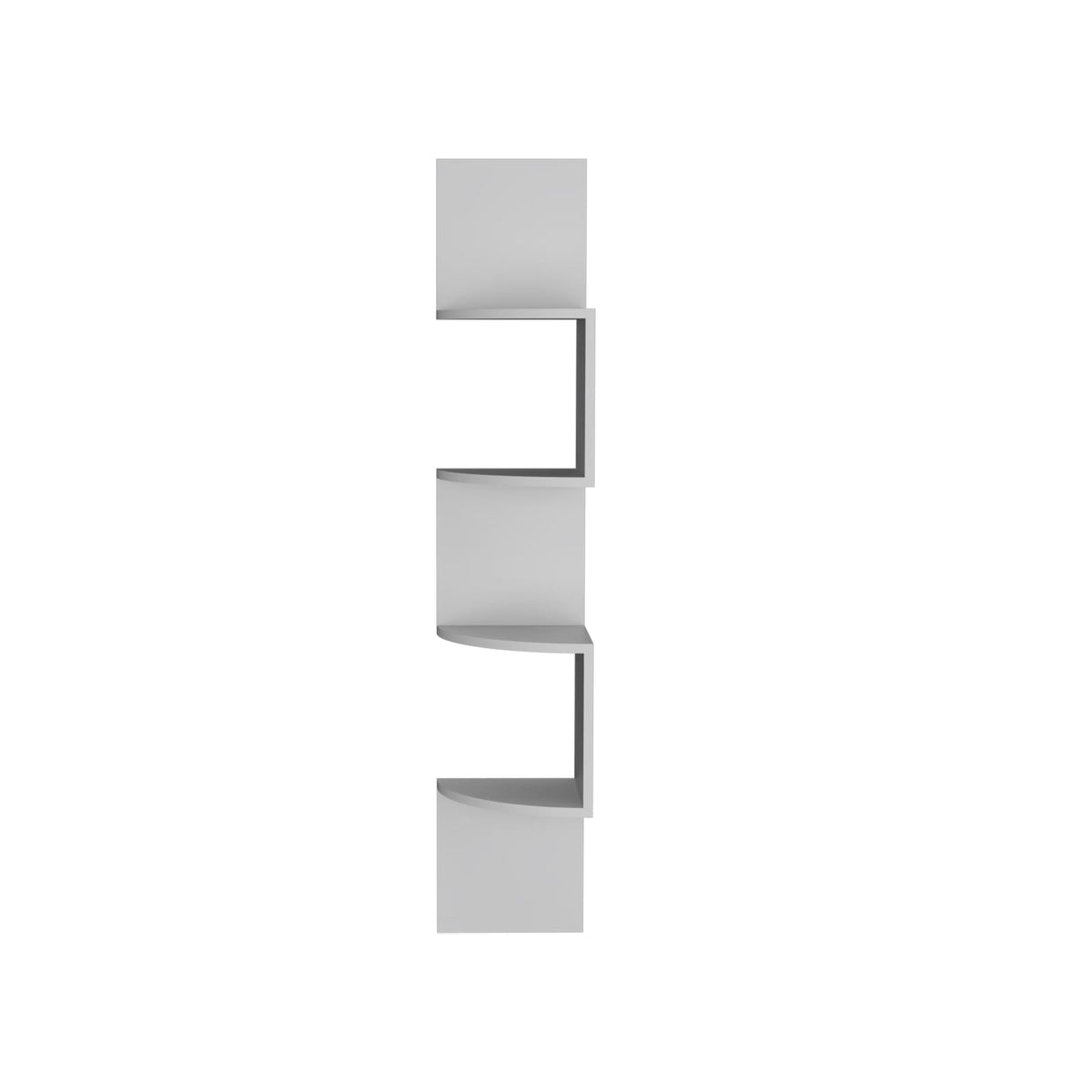 Roy Corner Floating Shelf - White, 4 Tier Display for Living Room
