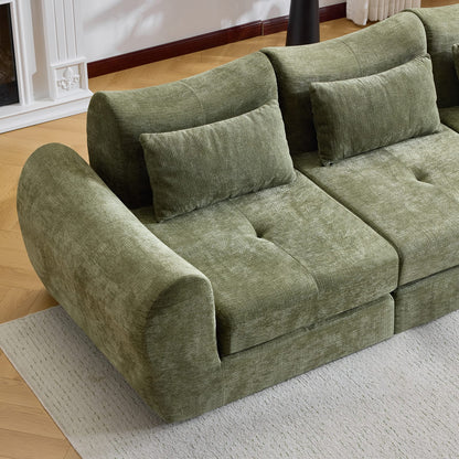 Green Chenille Modular Sofa - 101.58" Sofa Bed