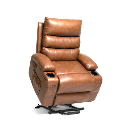 21" Seat Width Power Lift Recliner - Brown PU Comfort