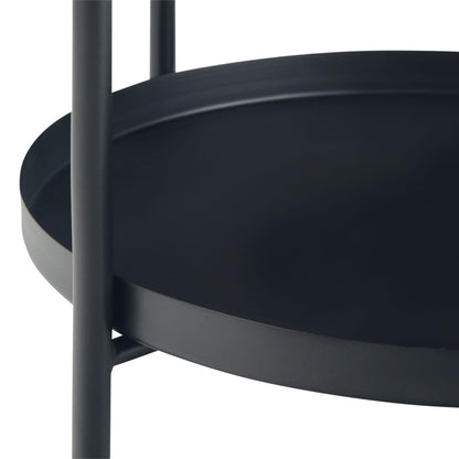Black Metal End Table - 16.9 x 16.9 Inches