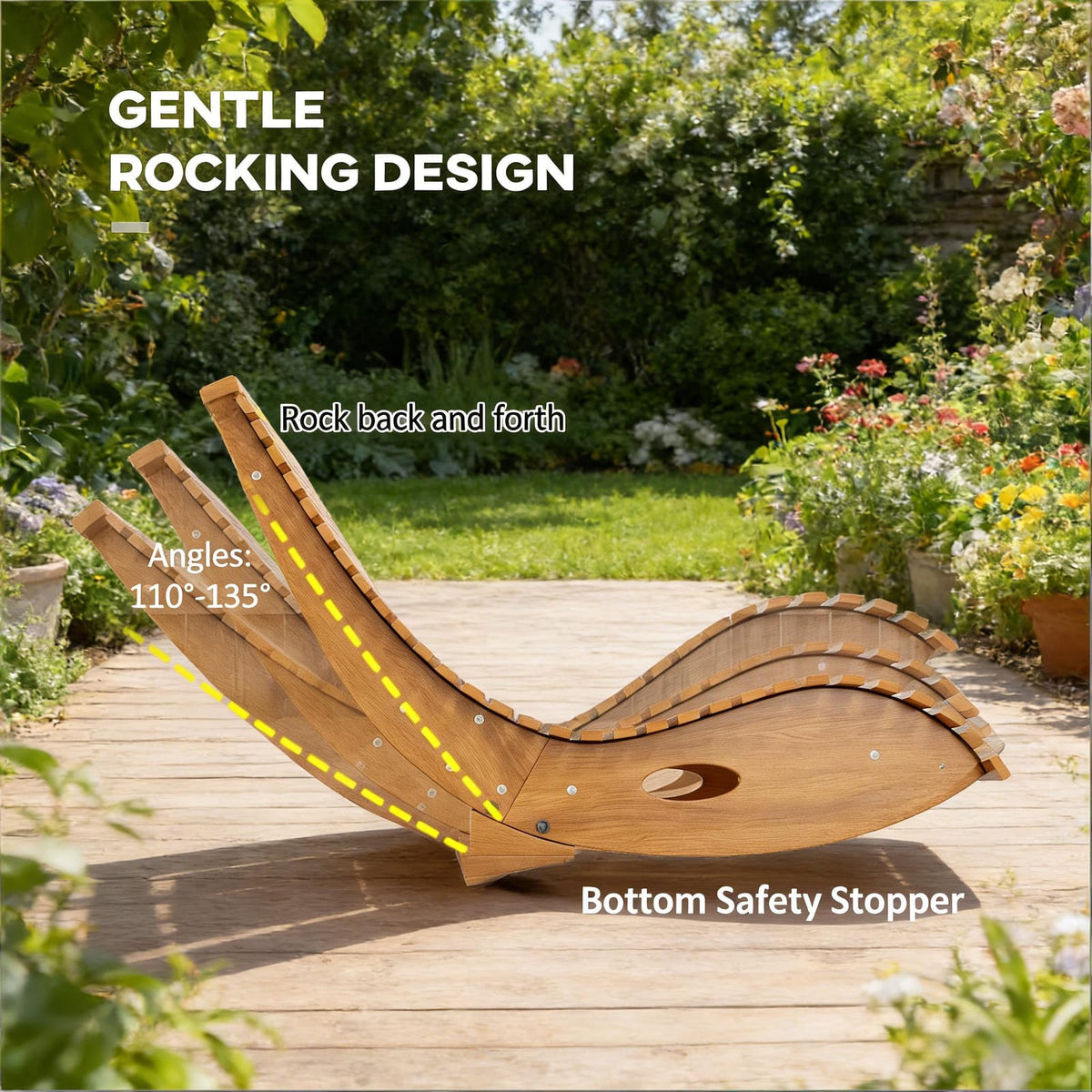 Wooden Rocking Chair - Teak Outdoor Porch Rocker