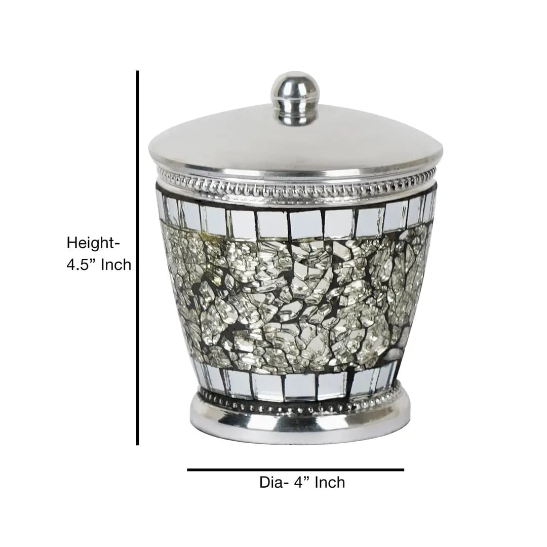 Aluminum Vanity Jar - Steel Gray Storage Organizer for Bathroom & Bedroom