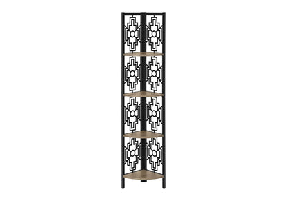 4 Tier Taupe Metal Etagere Bookcase - Corner Shelf Display