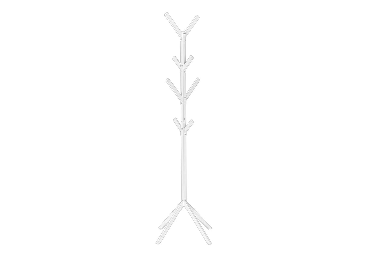 White Metal Coat Rack - 8 Hooks, Entryway Hall Tree