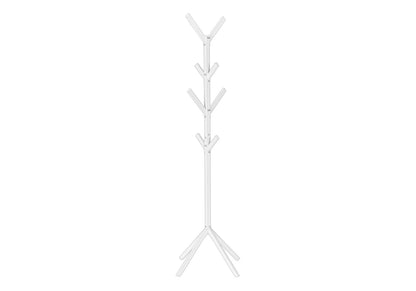 White Metal Coat Rack - 8 Hooks, Entryway Hall Tree