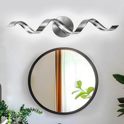 Nickel Metal Bathroom Wall Sconce - Spiral LED Light Fixture