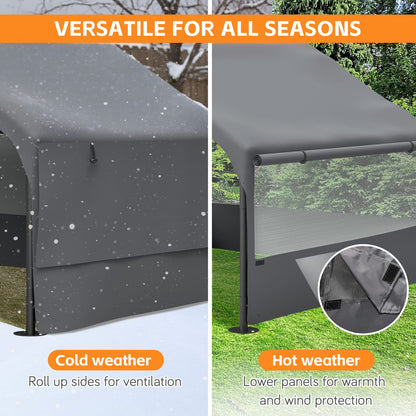 Extra Large Outdoor Dog House Tent - 4'x4' Gray, Breathable & Weatherproof