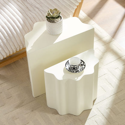 Beige Fiberglass Coffee Tables - 2 Piece Set for Living Room