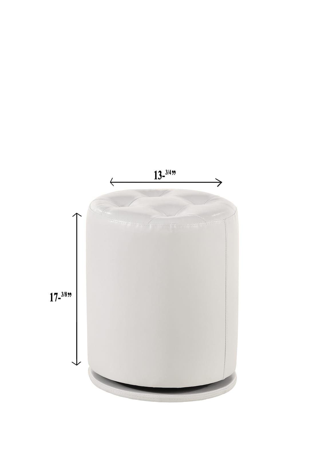 Glam White Vanity Stool - Round Swivel Button Tufted Seat