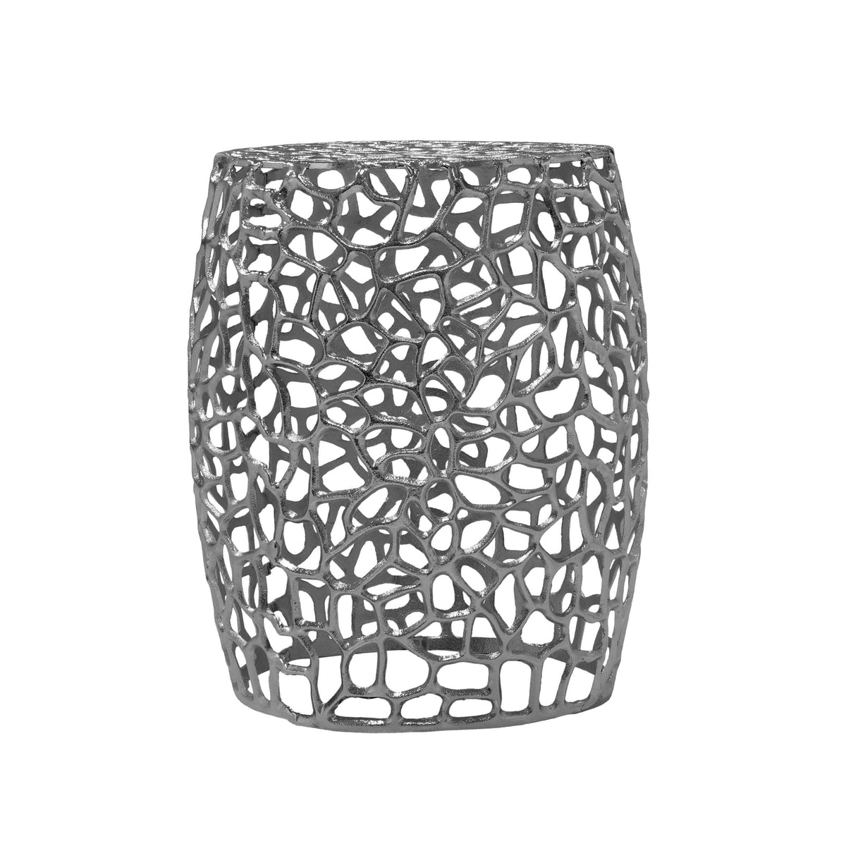 Aluminum Drum End Table - Nickel Finish for Living Room