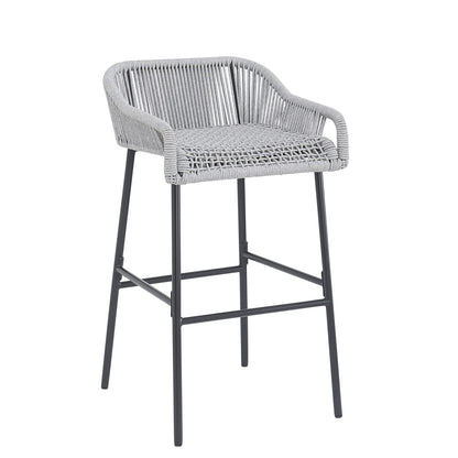 Light Gray Iron Rope Bar Stools - 2 Piece Patio Set