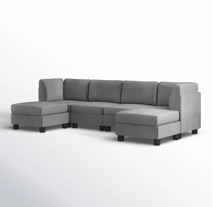 Dark Gray Modular Sectional Sofa - 6 Seat