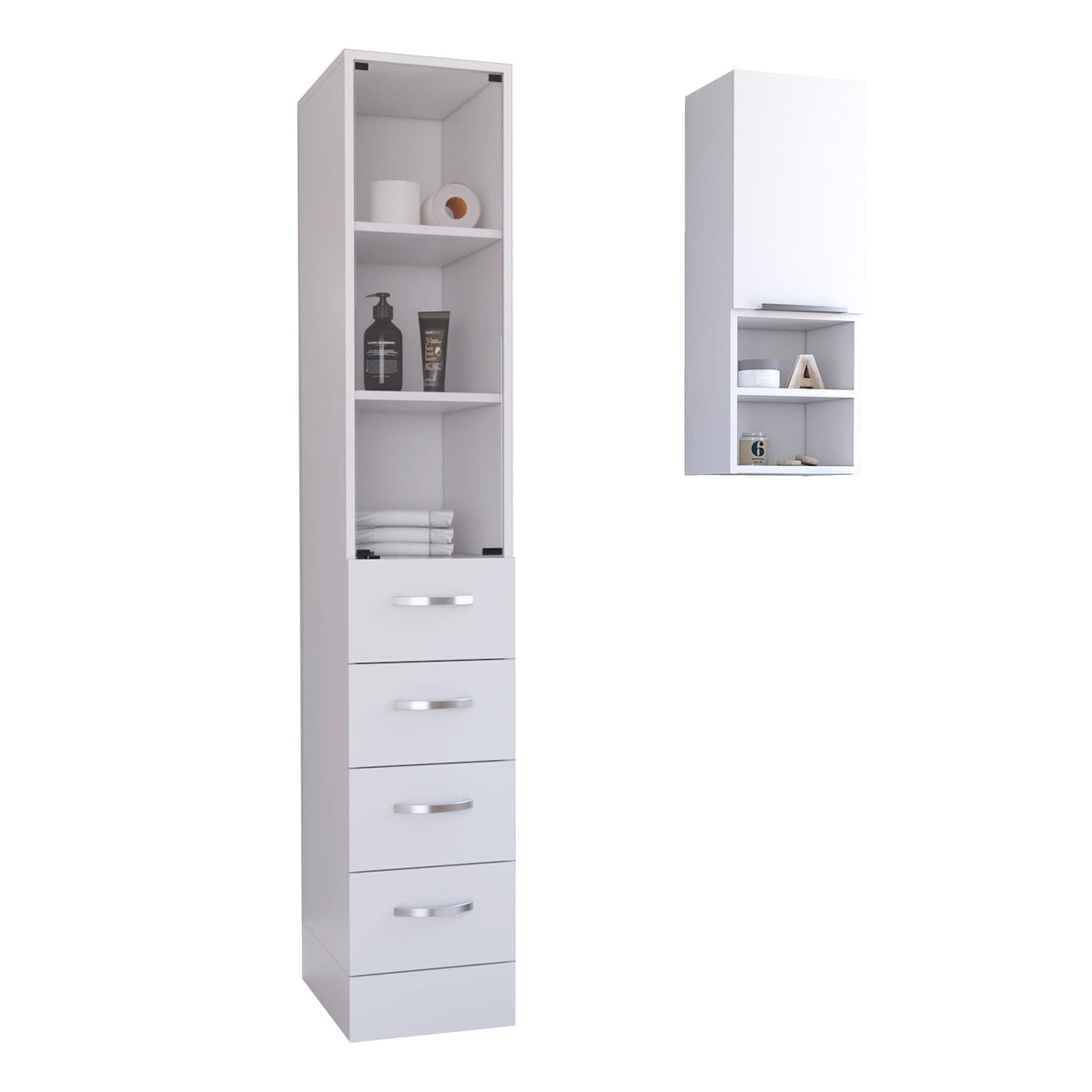 White Particle Board Bathroom Storage Cabinet Set for DIY Renovation
