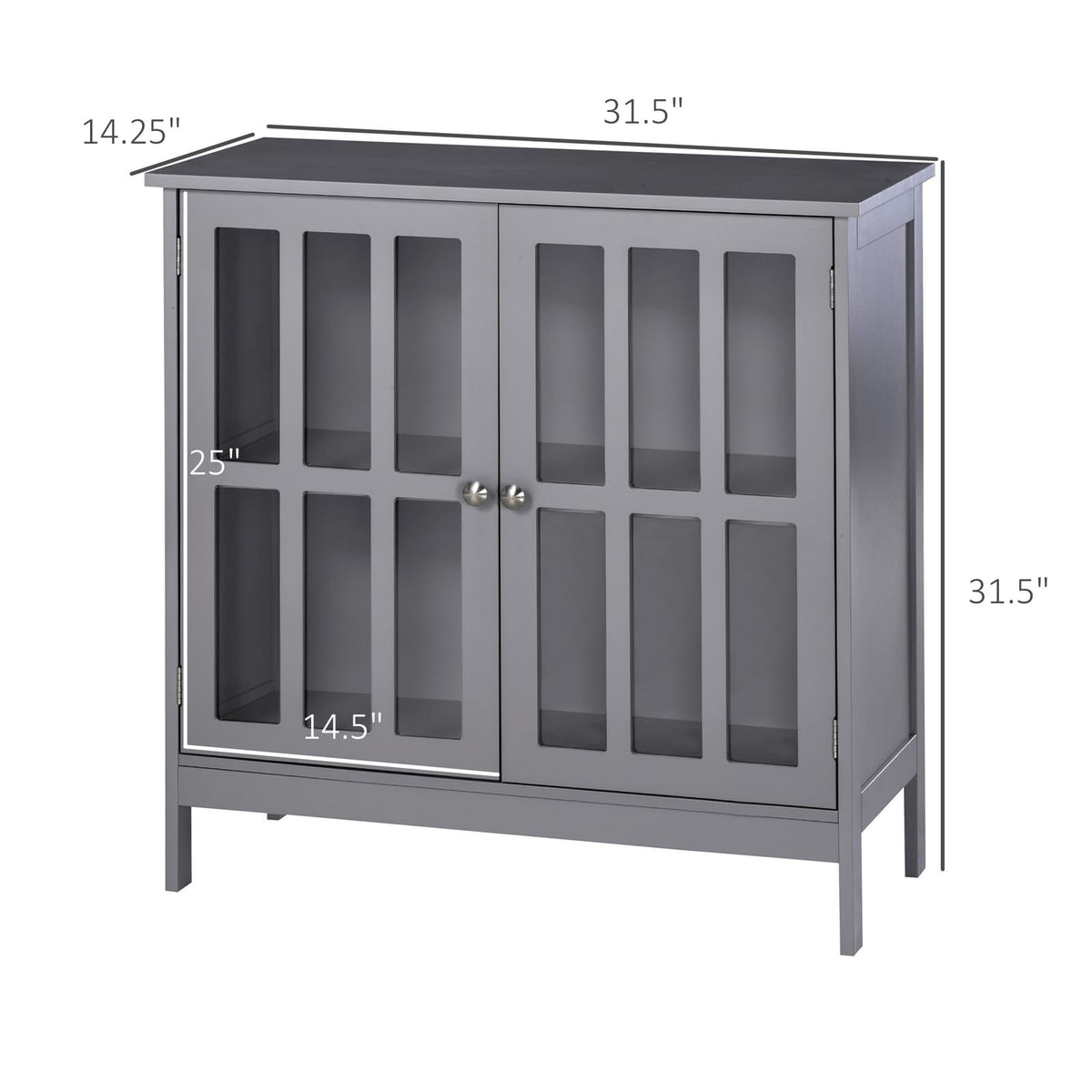 Grey MDF Buffet Cabinet - Kitchen Storage Sideboard
