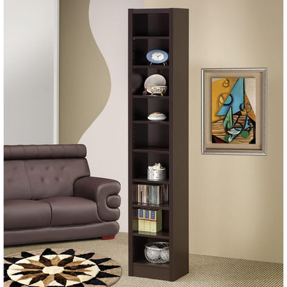Rectangular 8-Shelf Bookcase - Cappuccino Finish