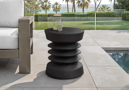 Black Magnesium Oxide Accent Table - 25"h Round Outdoor Side Table