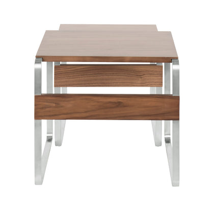 Mid-Century Nesting Tables - Walnut & Stainless Steel