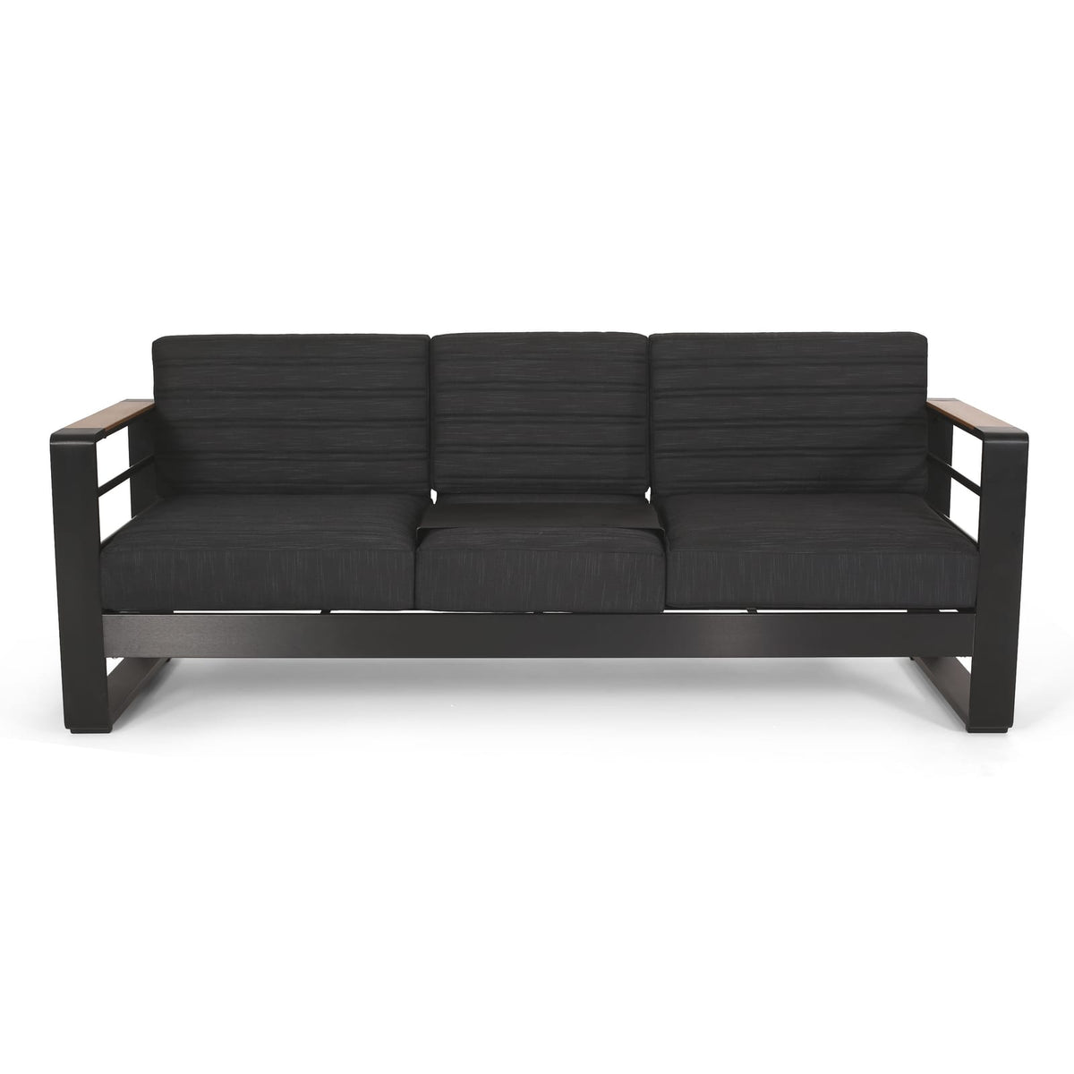Black Aluminium Patio Sofa Set for Garden Relaxation