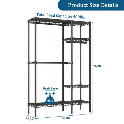 Heavy Duty Clothes Rack - Black Adjustable Shelving Unit