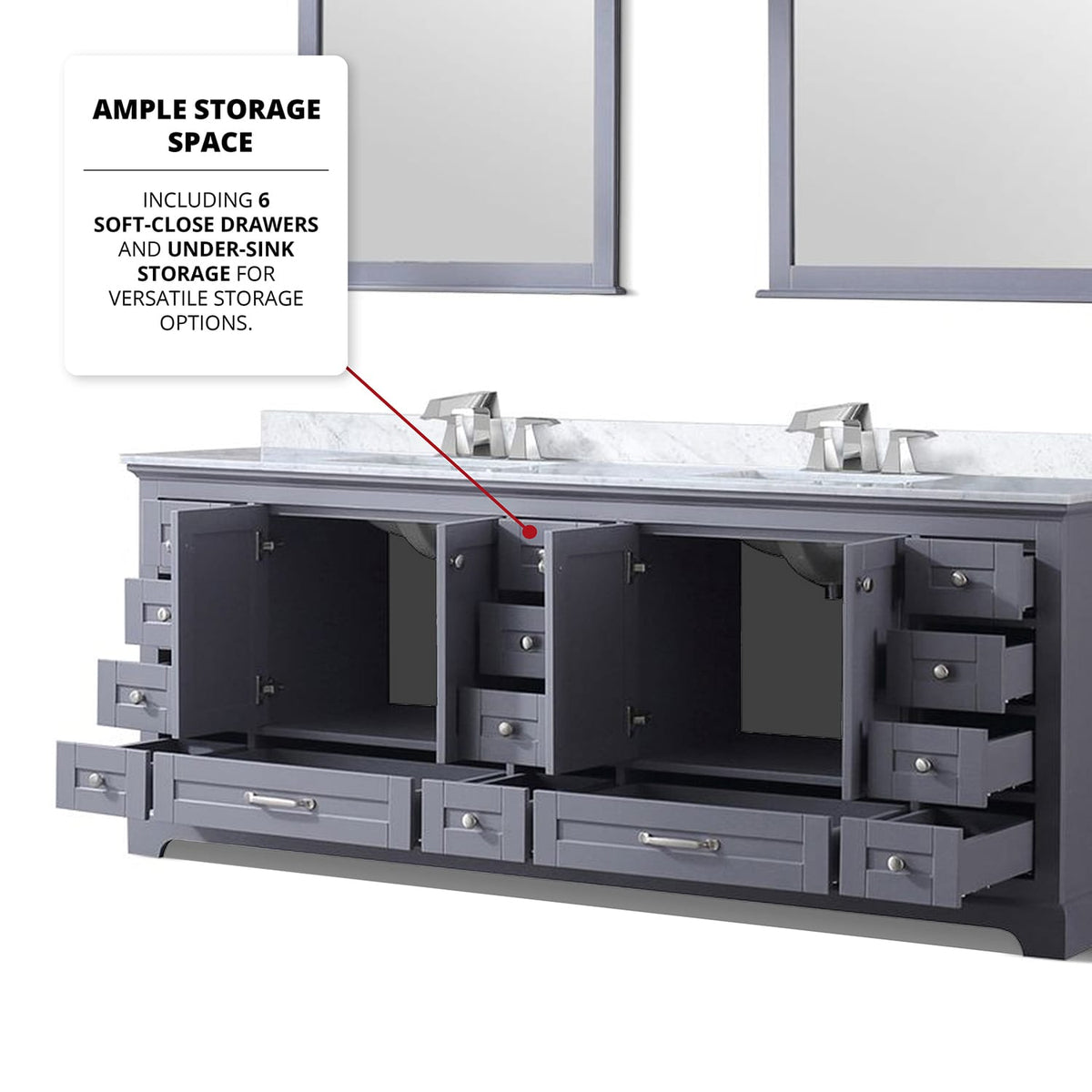 Dark Grey Double Bath Vanity - 84" Wide Storage Cabinet