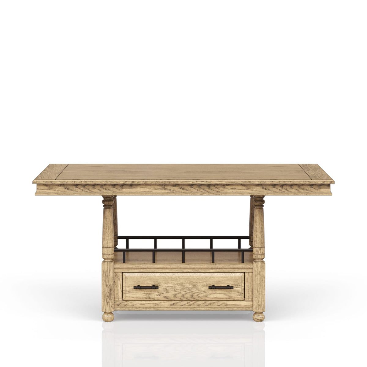 Caramel Solid Wood Dining Table with Storage Drawer for Kitchen