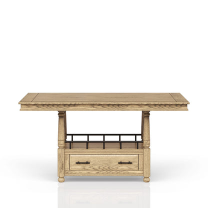 Caramel Solid Wood Dining Table with Storage Drawer for Kitchen