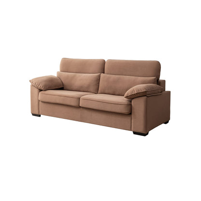 Living Room Convertible Queen Sofa Bed in Brown Polyester with Wooden Frame for