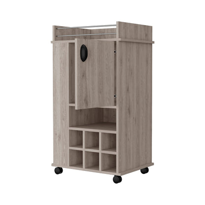 Light Gray Bar Cart with Wine Racks - Freestanding Storage