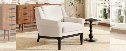 Beige Boucle Accent Chair - 31" Modern Lounge Chair for Living Room
