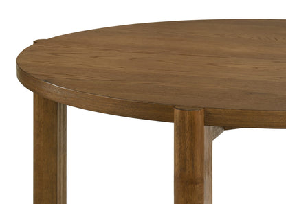 47 inch Round Walnut Dining Table with Mid-Century Modern Cross Sled Base